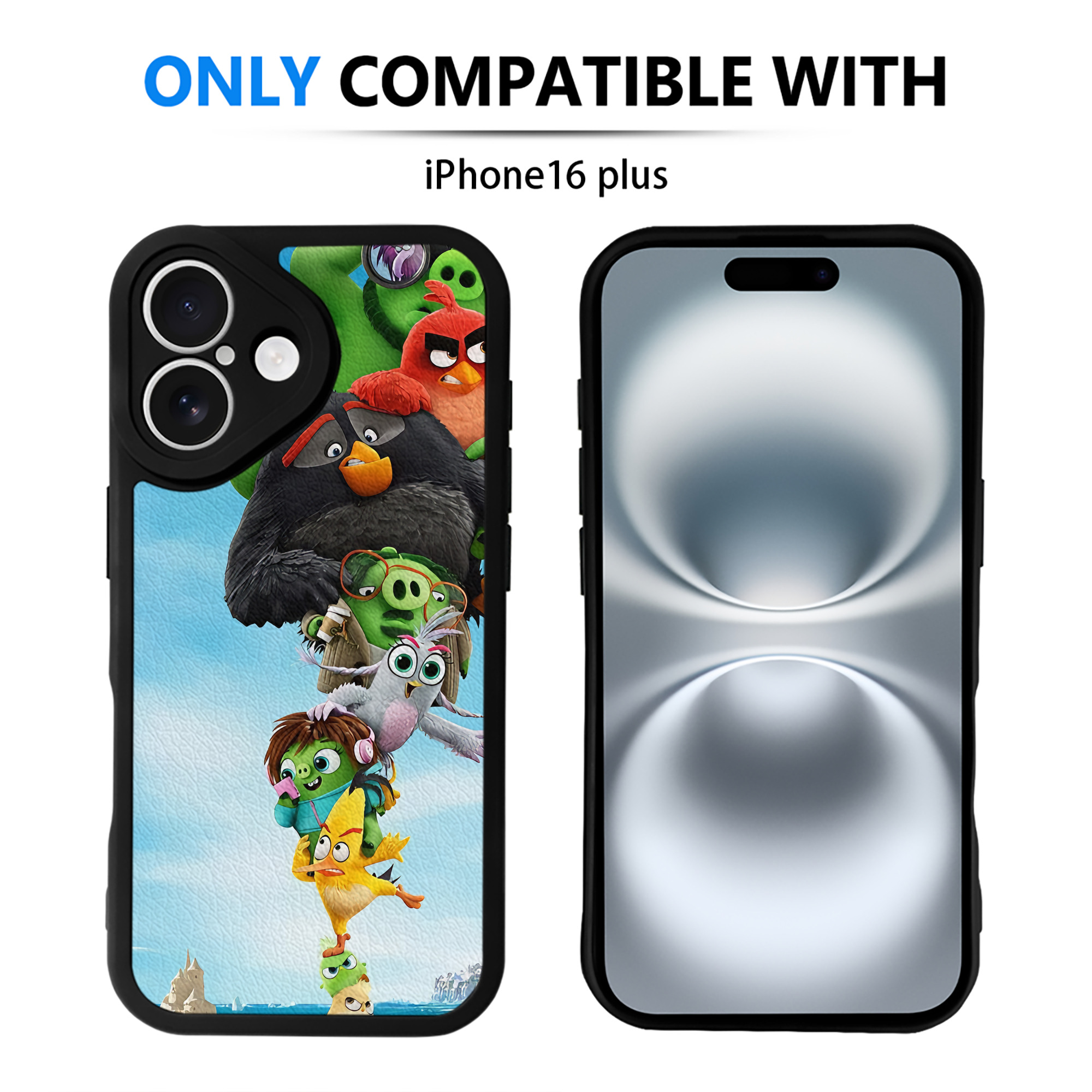 （画像用） Angry Birds アングリーバード 【iPhone 16シリーズ対応】シリコンスマホケース（レザー調） 材質：シリコン
